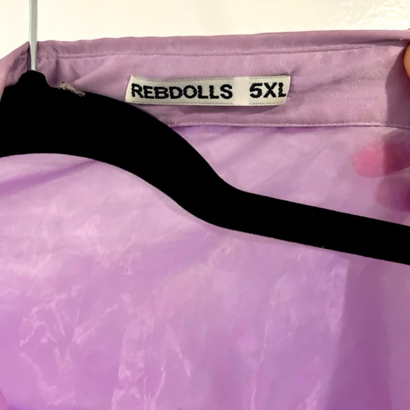 Rebdolls Oversized Sheer Lavender Button Down Top | size 5X - Picture 3 of 4
